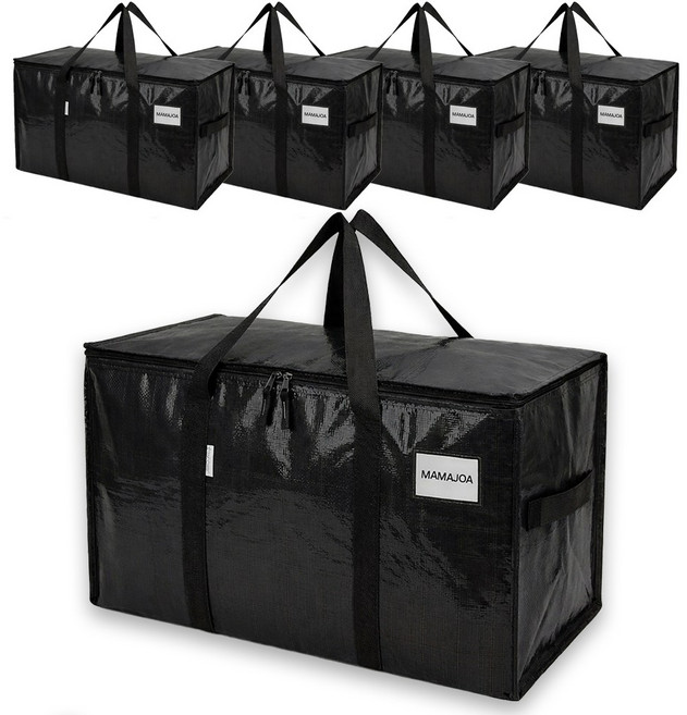 마마조아 오래쓰는 이사가방 이불가방 옷정리 수납함, 5개, 블랙