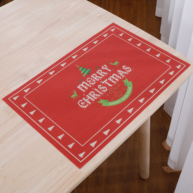 더웨일 크리스마스 테이블 매트 레드타입 2P, 2개, D