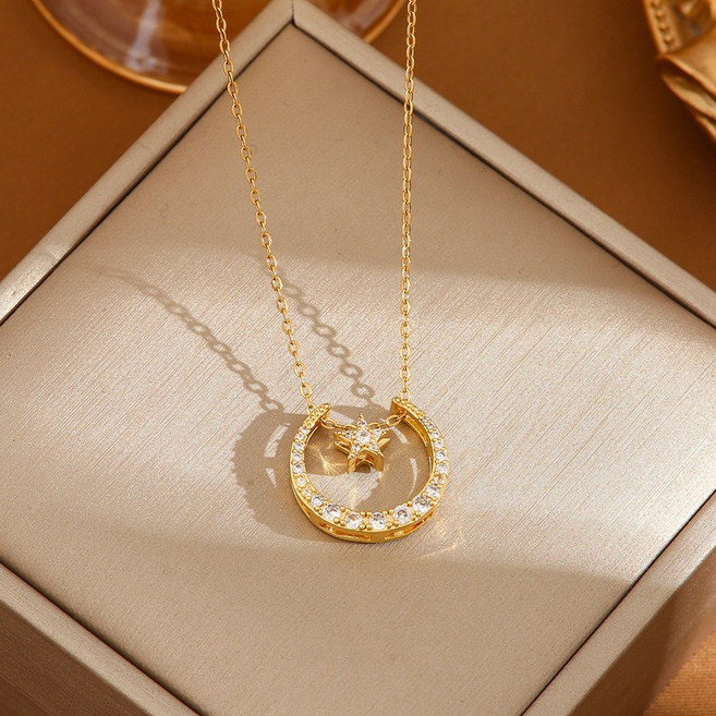 데일리나라 14k 18k 별달 금 여자 목걸이 기념일 선물