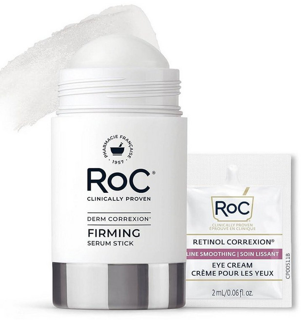 RoC Derm Correxion 어드밴스드 레티놀 퍼밍 세럼 스틱 항산화 물질 포함 주름과 웃음 라인을 눈에 띄게 조이고 탄탄하게 함 28.3g(1온스) 아이 크림 패킷, Firming Stick, 1, 1