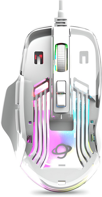 지클릭커 크리스탈 RGB 무소음 게이밍 유선 마우스, GM-E9000, 투명