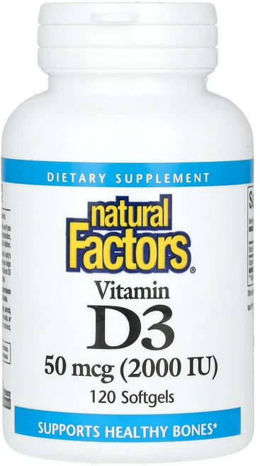 Natural Factors 비타민D3 50mcg(2000IU) 소프트젤 120정, NaturalFactors비타민D350mcg2000IU, 1개 - 쿠팡