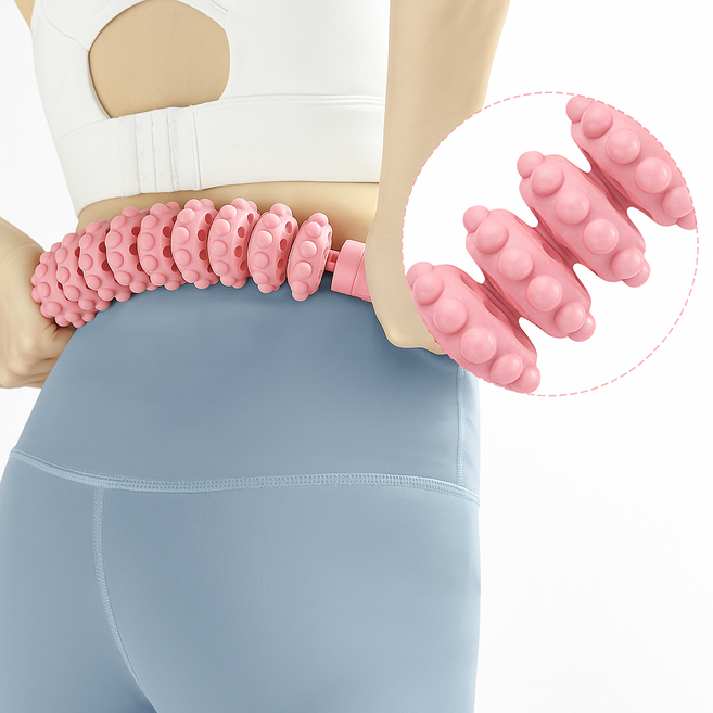 홀리크 커브핏 바디 롤러 마사지 스틱, 힐링 핑크, 1개