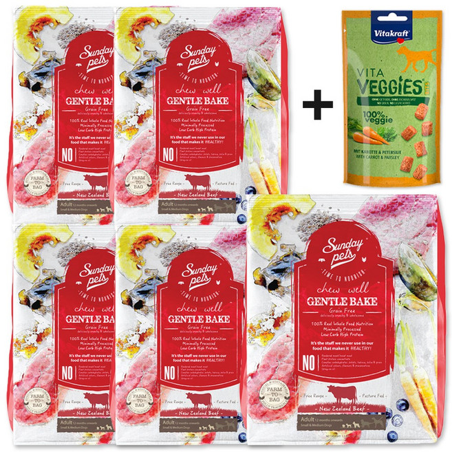 선데이펫 젠틀베이크 사료 그레인프리 초록입홍합 함유 + 사은품 증정, 1.3kg, 5개, 소