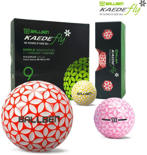 볼벤 카에데 꽃잎 고성능 2피스 3피스 골프공 8종, 플라이 2피스 유광 9구