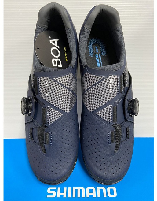 『時尚單車』贈擦鞋濕紙巾 shimano SH-XC300 XC3 海軍藍 山地車卡鞋 健身房 飛輪車 寬版, 40