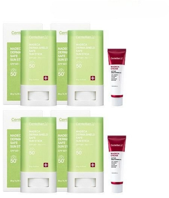(동국제약) 마데카 더마 쉴드 세이프 선스틱 20g 4통 + 크림 액티브 스킨 포뮬, (동국제약) 마데카 더마 쉴드 세이프 선스틱 20g 4