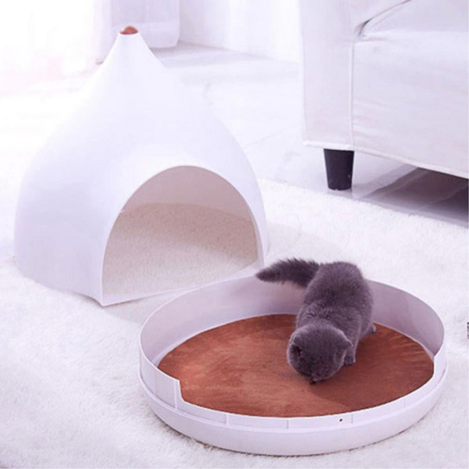 플라스틱 동굴형 반려동물 하우스 강아지 고양이 집, 1개, 화이트