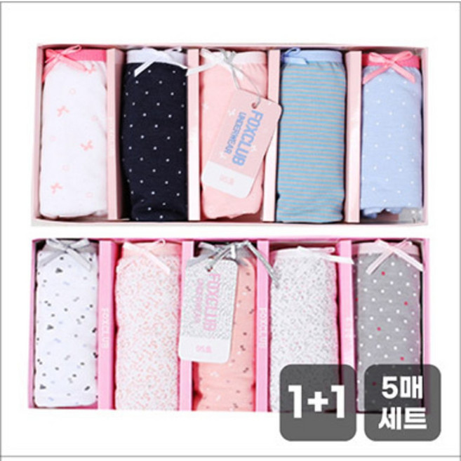 폭스클럽 면스판 리본 미디팬티 10종 세트