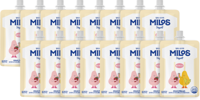 밀로스 어린이 요거트 자일리톨 파우치형 요거트볼, 16개, 85g, 딸기바나나