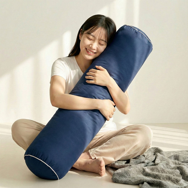 조은자리 안고자는 원형 바디필로우 커버 대형 롱 쿠션 먼지없는 긴 베개 커버, 1, 03 피치스킨 네이비 커버