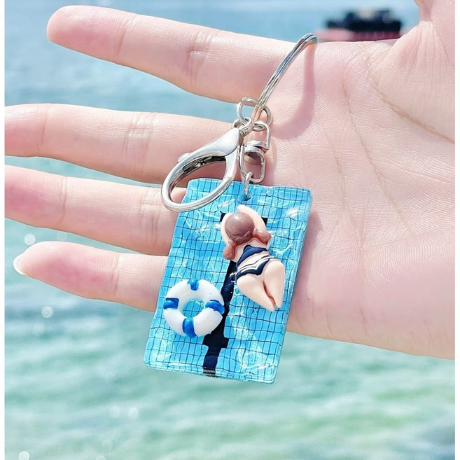 블랙장미 수영키링 가방 킥판 아크릴 열쇠고리, 1개, 네이비 수친