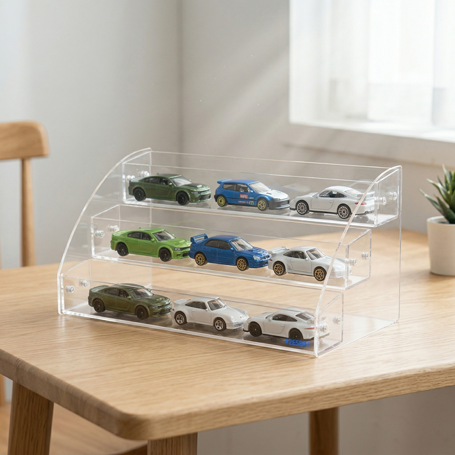 미니카진열장 토미카진열장 핫휠보관함 미니카보관함 1대64케이스 1대64진열장 아크릴케이스 투명쇼케이스 계단식진열대 미니카전시대 장난감자동차보관함 토미카케이스, 1개