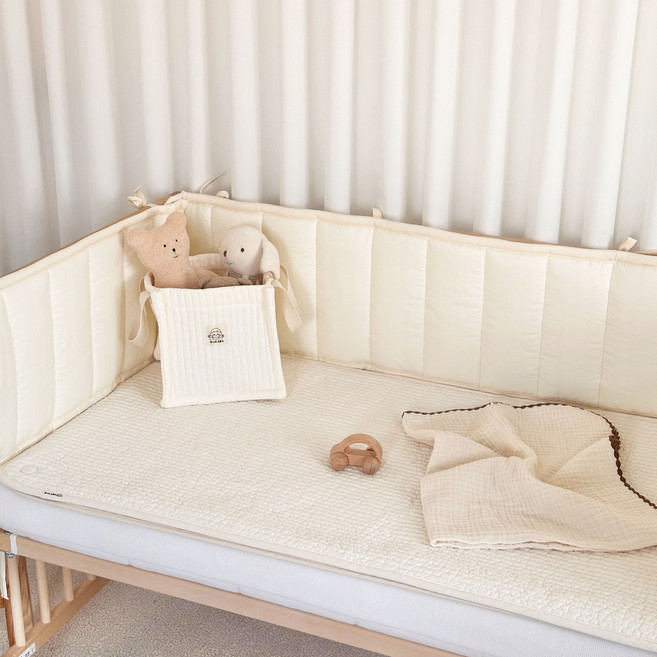 쭈니네 아기침대가드 신생아 범퍼가드 쿠션, 쁘띠라뼁 도모M 범퍼가드 대형, 세로누빔