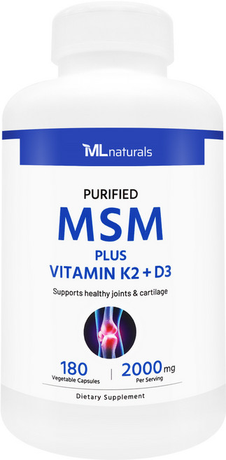 [미국번개배송] 착한명품 신제품 마이라이프 내추럴스 엠에스엠 2000 mg 플러스 비타민 K2 +D3, 1개, 180정