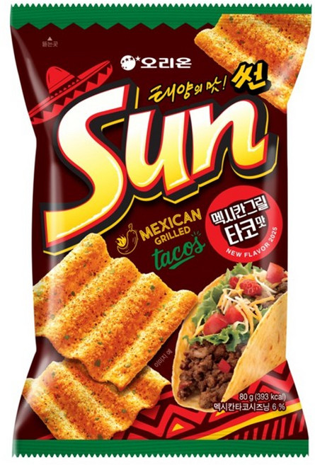 오리온 썬칩 멕시칸그릴 타코맛, 4개, 80g