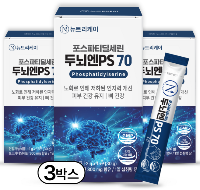 뉴트리케이 두뇌엔 PS70 인지력 포스파티딜세린 분말 식약청인증, 45개, 2g