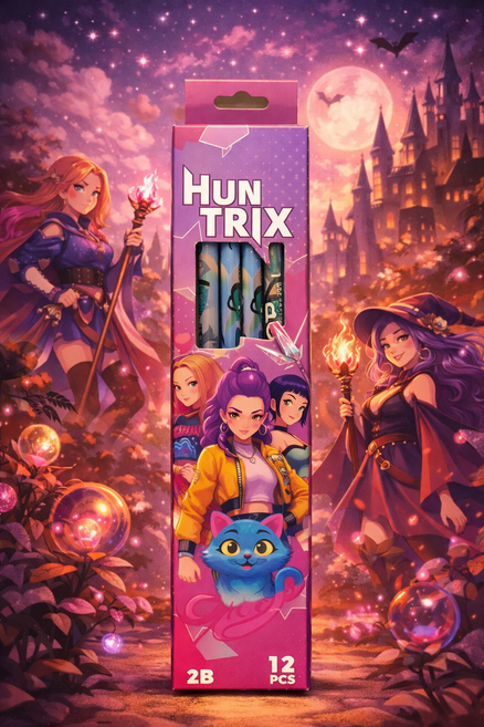 케이팝 데몬 헌터스 연필 학용품 HB 원목 12개입, 1개, 헌트릭스