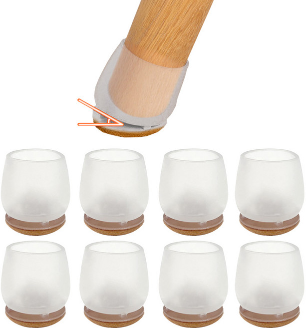 네츄라이프 기울어짐 의자 발 커버, 8개, 반투명