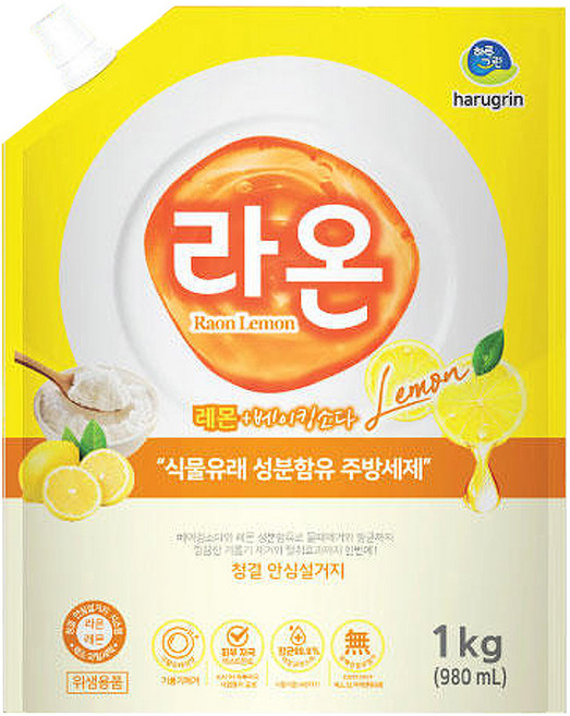 라온 주방세제 레몬베이킹, 5개, 980ml