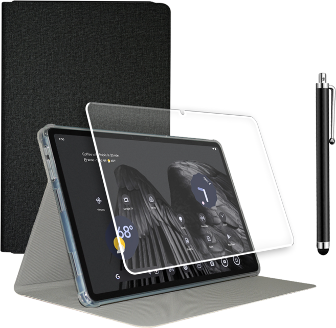 ALLDOCUBE Iplay60 Pad Pro 플립 케이스 + 액정강화 방탄유리 필름 + 터치펜, 블랙, 1세트, 블랙