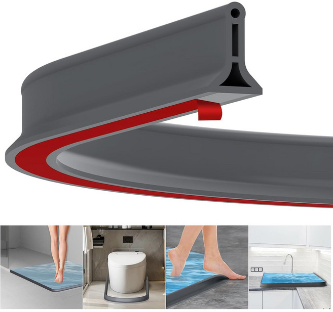 HahnRay욕실/세면대/싱크대 물막이3M 워터가드 높이4cm 친환경무독성 실리콘물막이 그레이(추가:실리콘 실란트), 그레이, 1세트