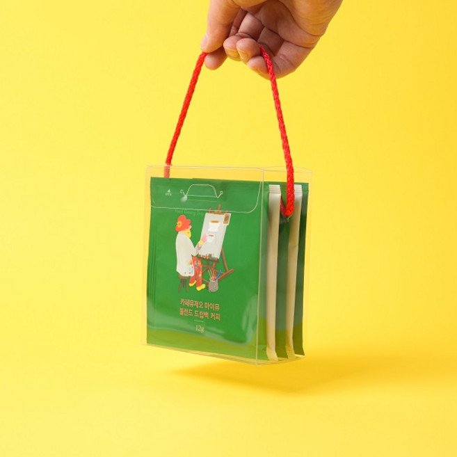 [방산소년단] 드립백 끈손잡이 투명상자, 소(11 x 5.5 x 13), 50개, 30cm 레드 끈