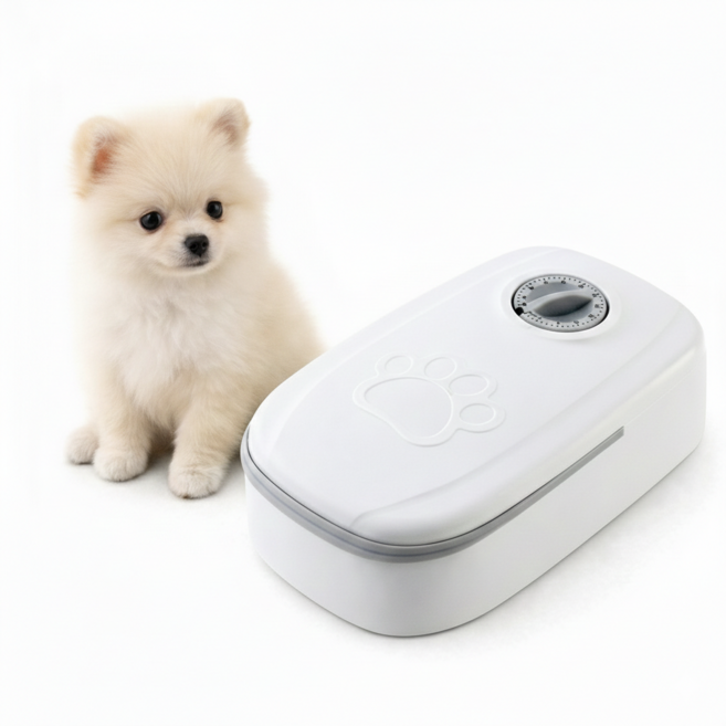 자동급식기 배식기 사료공급기 반려동물 타이머 식품기계, 1개, 그레이, 350ml