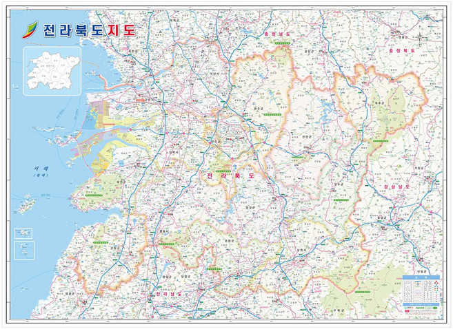 나우맵 전라북도지도 코팅 전북 전라도 도로 여행 전도, 1개