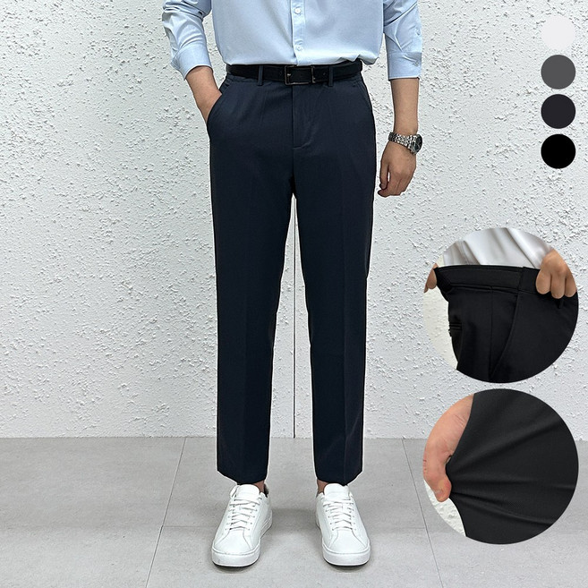 더맨쉽 남자 링클프리 스판 옆밴드 슬랙스 정장바지 9부 10부 출근룩 데일리 S~4XL 빅사이즈 ABTCP16014