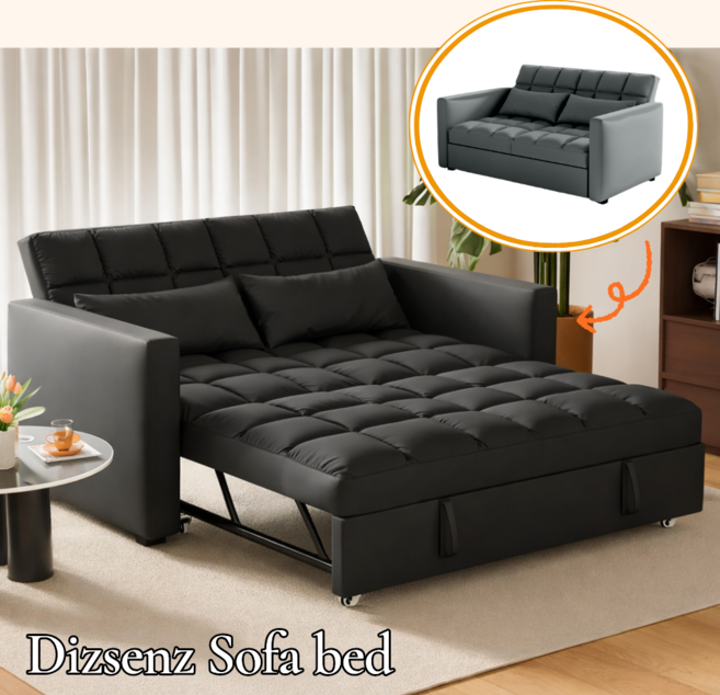 디즈센즈 접이식 소파베드 쇼파베드 1인용 2인용 푹신한 침대소파겸용, 블랙 85cm