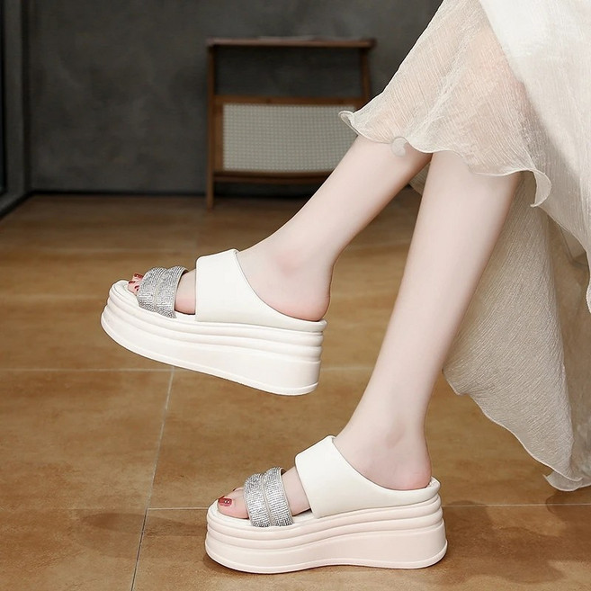 WICK 통굽슬리퍼 여성 여름샌들 7cm 5829