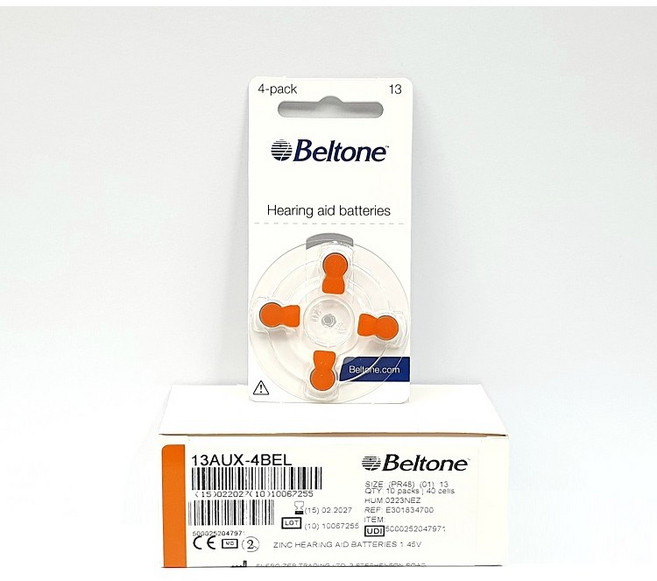 벨톤 보청기배터리 건전지 13번 1박스(40개)알 /주황색/귀걸이형/귓속형, 1세트, 40개입