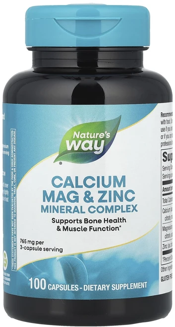 Nature's Way 칼슘마그네슘 및 아연 미네랄 복합체 765mg 캡슐 100정(캡슐 1정당 255mg), NaturesWay칼슘마그네슘및아연미네랄복합체765mg, 1개, 100정 - 쿠팡