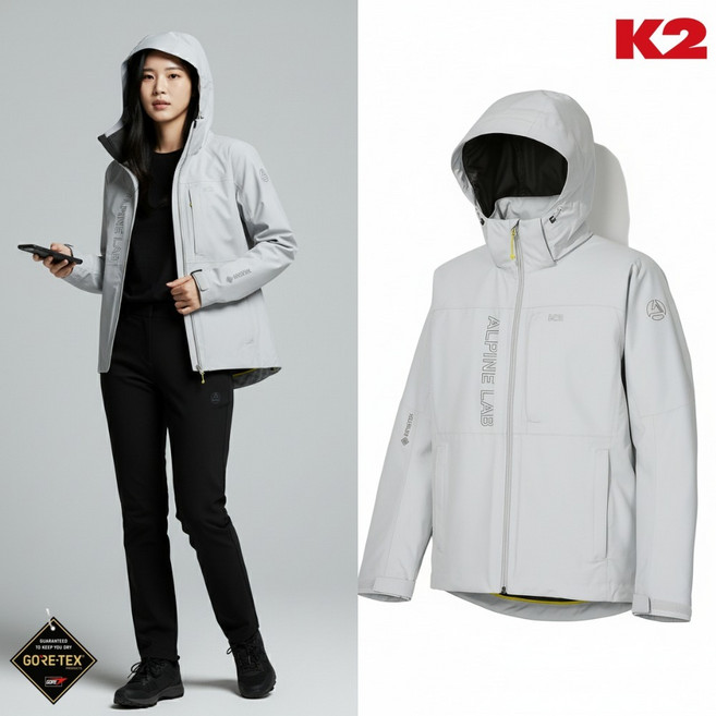 [백화점출고] K2 바람막이 여성 고어텍스 팩라이트 자켓 실버 후드 탈부착 숏 점퍼