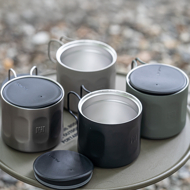 필모아 이중진공 스텐 캠핑 그릇 머그컵, E500MU 블랙, 1개