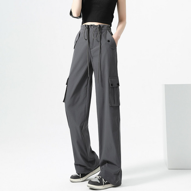 여성 트레이닝 조거 팬츠 카고 와이드핏 카고 팬츠