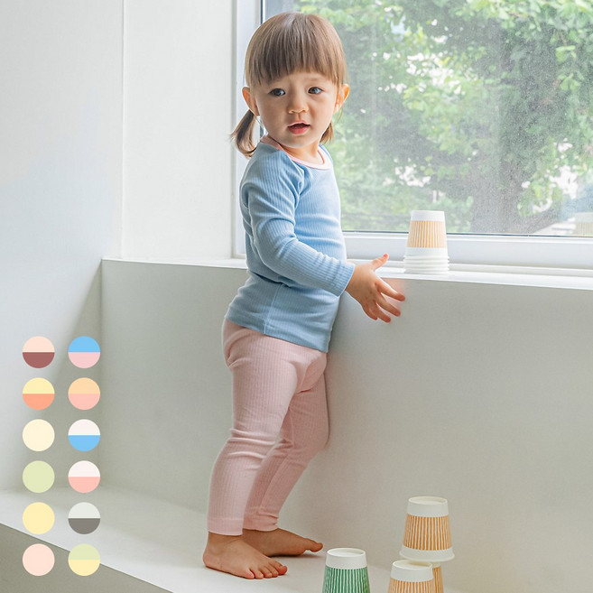 5+1 아기내복 가을 신생아내복 겨울 긴팔 골지 유아 내의 파자마 실내복 골지 상하의 세트