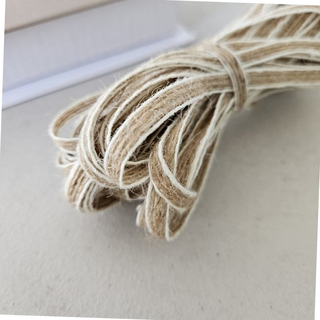 내추럴 마 소재 흰테두리 리본끈 10m 화분 장식 선물 포장용 diy 마끈 인테리어소품 데코레이션