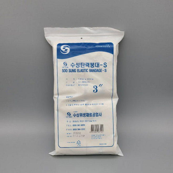 수성 탄력붕대 3인치 (7.5cm X 215cm) 12롤 압박붕대, 1개, 1개입