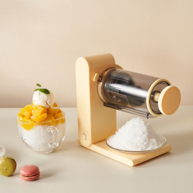 단미 무선 자동 눈꽃빙수기 팥빙수기계 우유빙수 슬러시 제빙기 빙삭기 화이트/핑크/옐로우, 빙수기 화이트