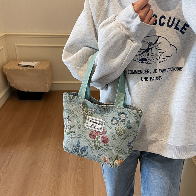 모델엄마 빈티지 플로럴 꽃무늬 토트백 숄더백 핸드백 가방(4colors 2sizes)