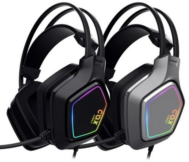 COX SCARLET 가상 7.1채널 RGB 노이즈캔슬링 마이크 진동 초경량 게이밍 헤드셋, 그레이