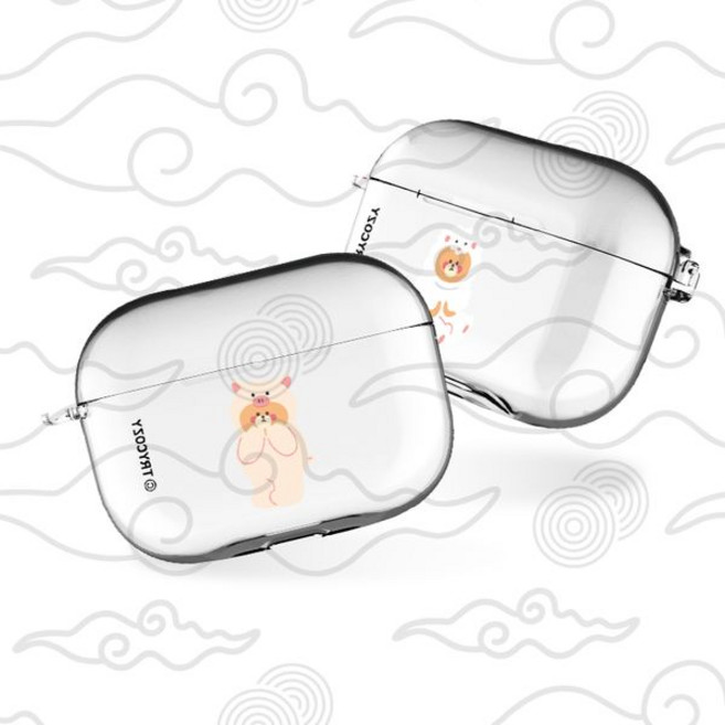에어팟 케이스 곰돌이 캐릭터 투명 하드 보호 커버 무선이어폰 액세서리, 1개, 상세페이지 참조, 에어팟프로2세대_너구리