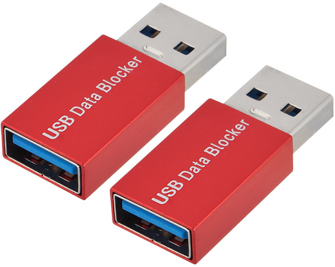 FORT LEE 스탠다드 USB DATA BLOCKER 주스재킹 해킹 방지 데이터 차단기 레드(2개)