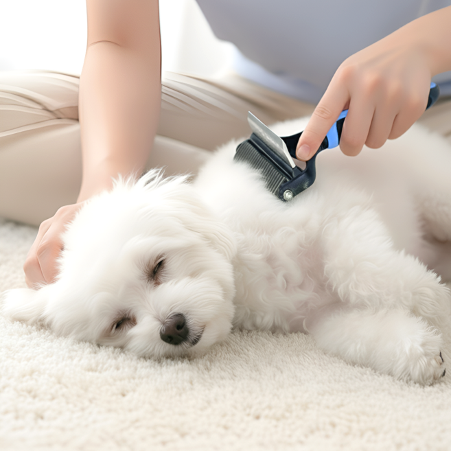 진수앤영 반려동물 2in1 안아픈 엉킨털 브러쉬, 블루(L), 1개