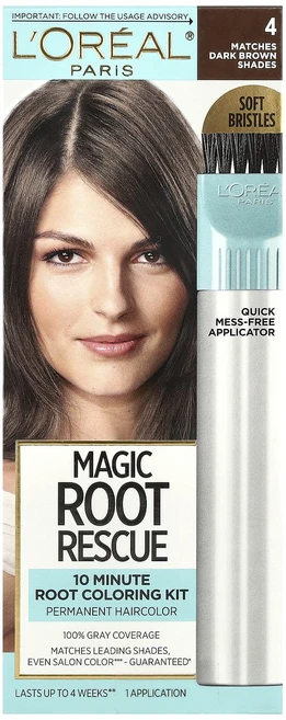 L'Oréal 매직 루트 레스큐 10분 뿌리 염색 키트 4호 다크 브라운 1회분, LOréal매직루트레스큐10분뿌리염색키트4호다크브라운1, 1개 - 쿠팡