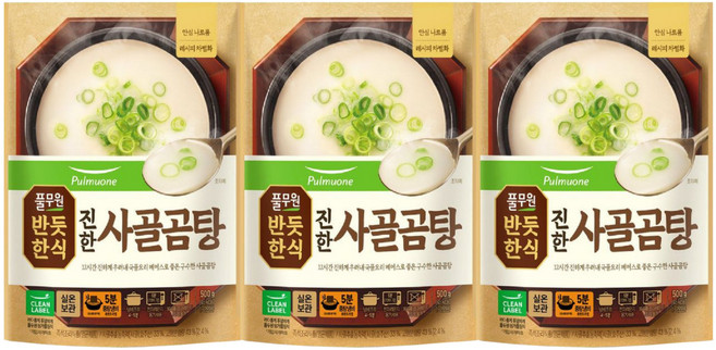 풀무원 반듯한식 진한 사골곰탕 500g, 3개