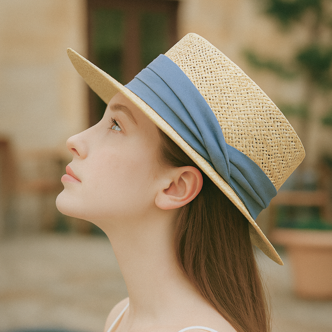 팸드님 여성 여름 리본 밀짚 모자 파나마 햇 여행 페도라