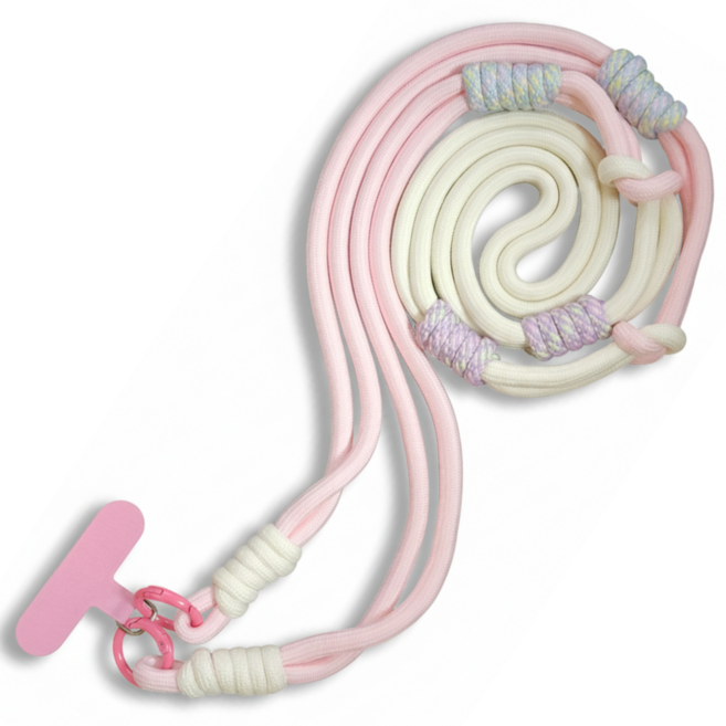 두두타운 핸드폰 손목 어깨 스트랩, 1개, 연핑크+아이보리